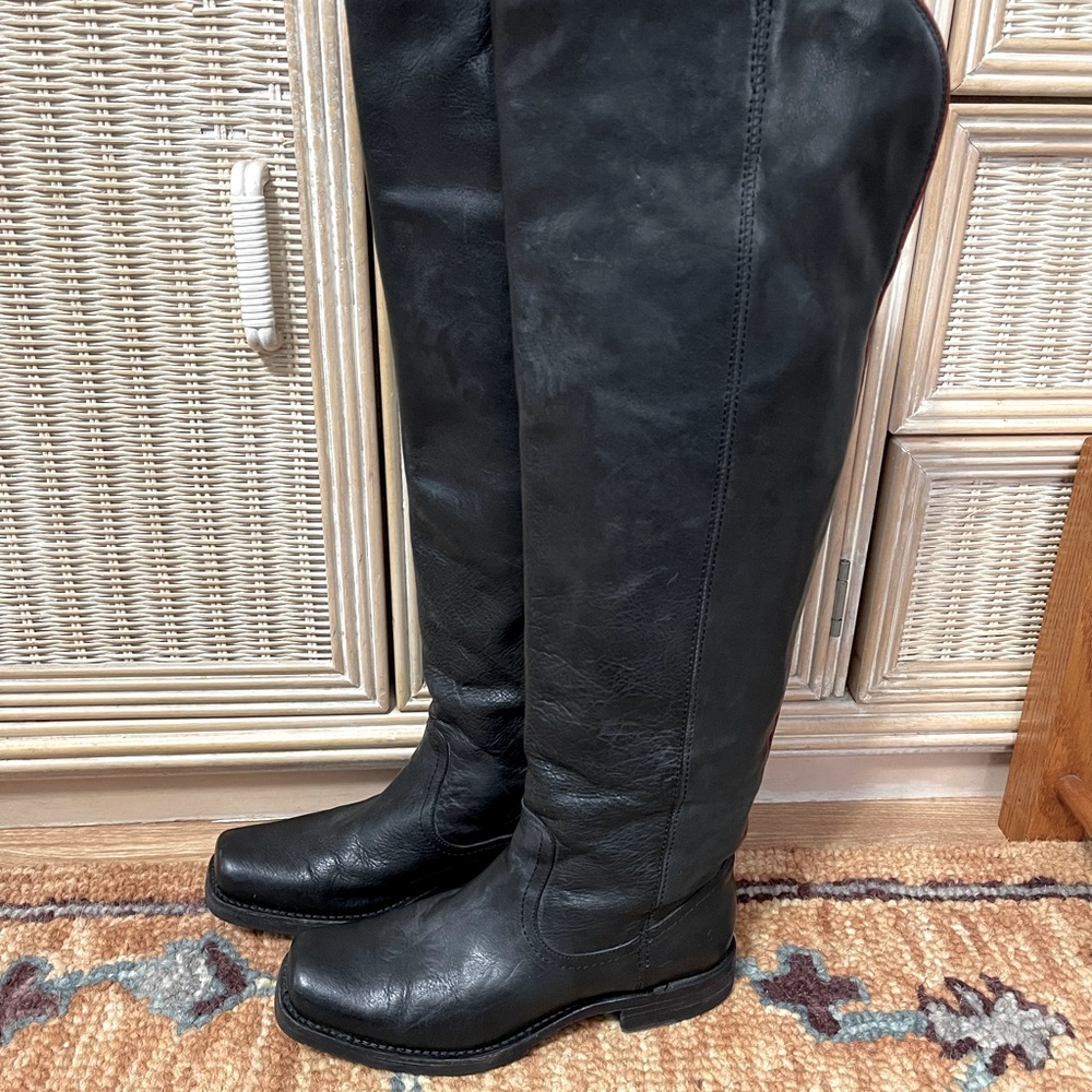Frye over the knee zip motorcycle boots